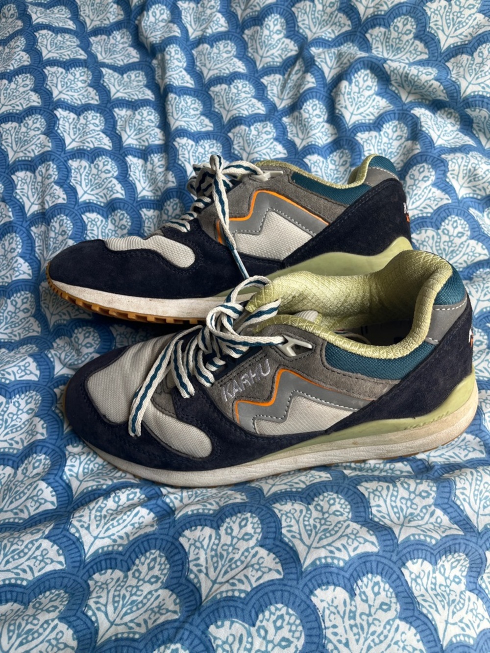 Karhu Aria Navy and Gray Sneakers w/Lime and orange accents - worn less than 5X